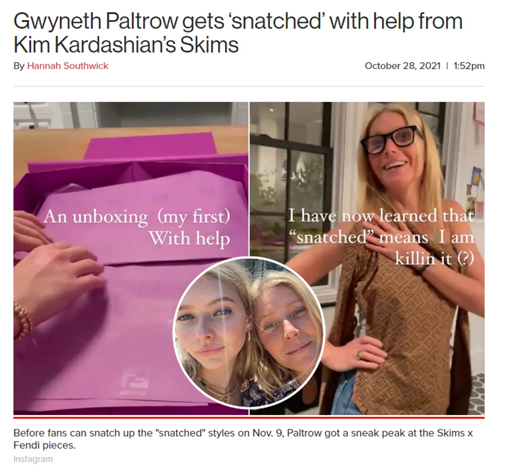 News article Gwyneth Paltrow SKIMS